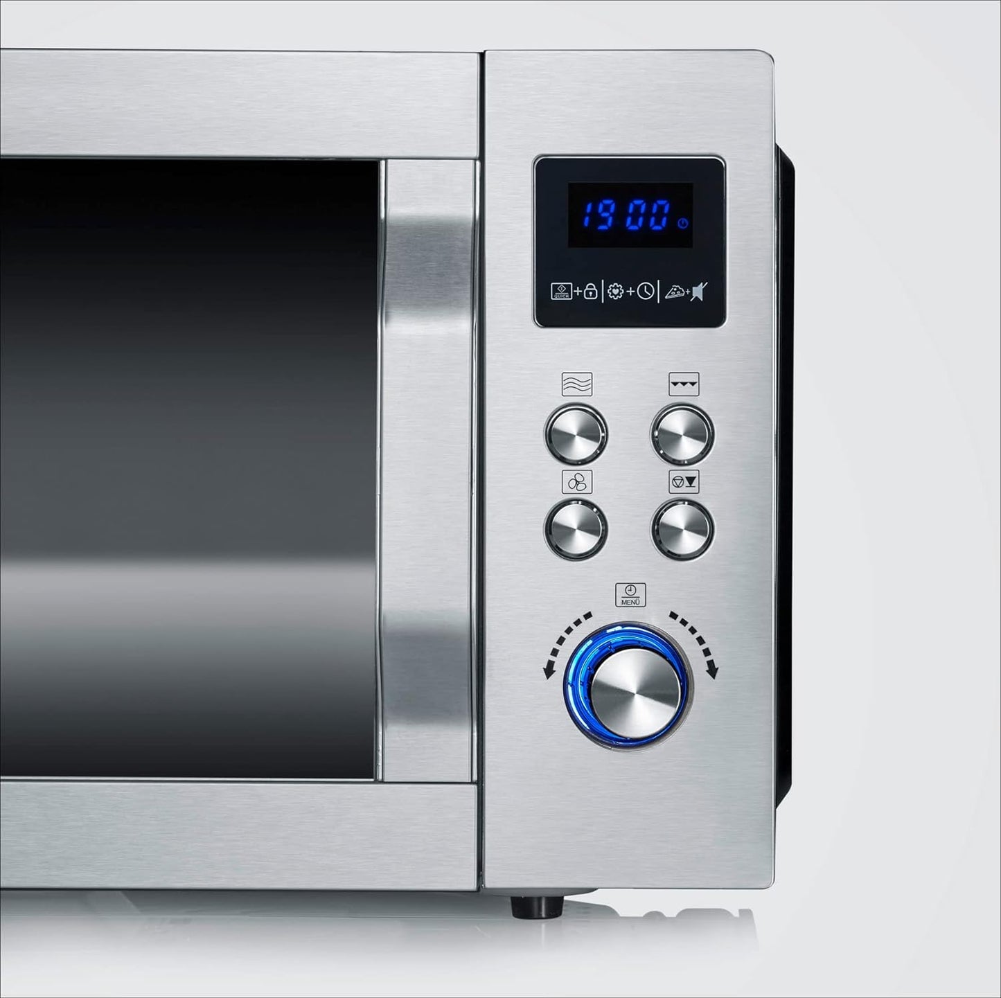 Micro-Ondes 4 En 1, 25 L, Double Gril, Mini Four Avec Fonction Pizza-Express, Micro-Ondes Avec Chaleur Tournante Jusqu'À 230 °C, Inox/Noir Mat, MW 7778