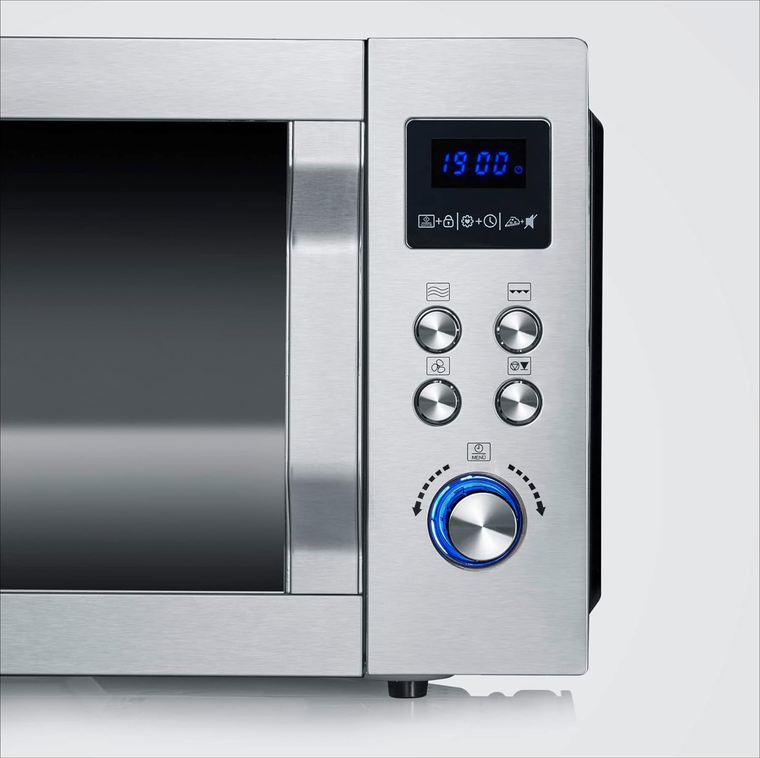 Micro-Ondes 4 En 1, 25 L, Double Gril, Mini Four Avec Fonction Pizza-Express, Micro-Ondes Avec Chaleur Tournante Jusqu'À 230 °C, Inox/Noir Mat, MW 7778