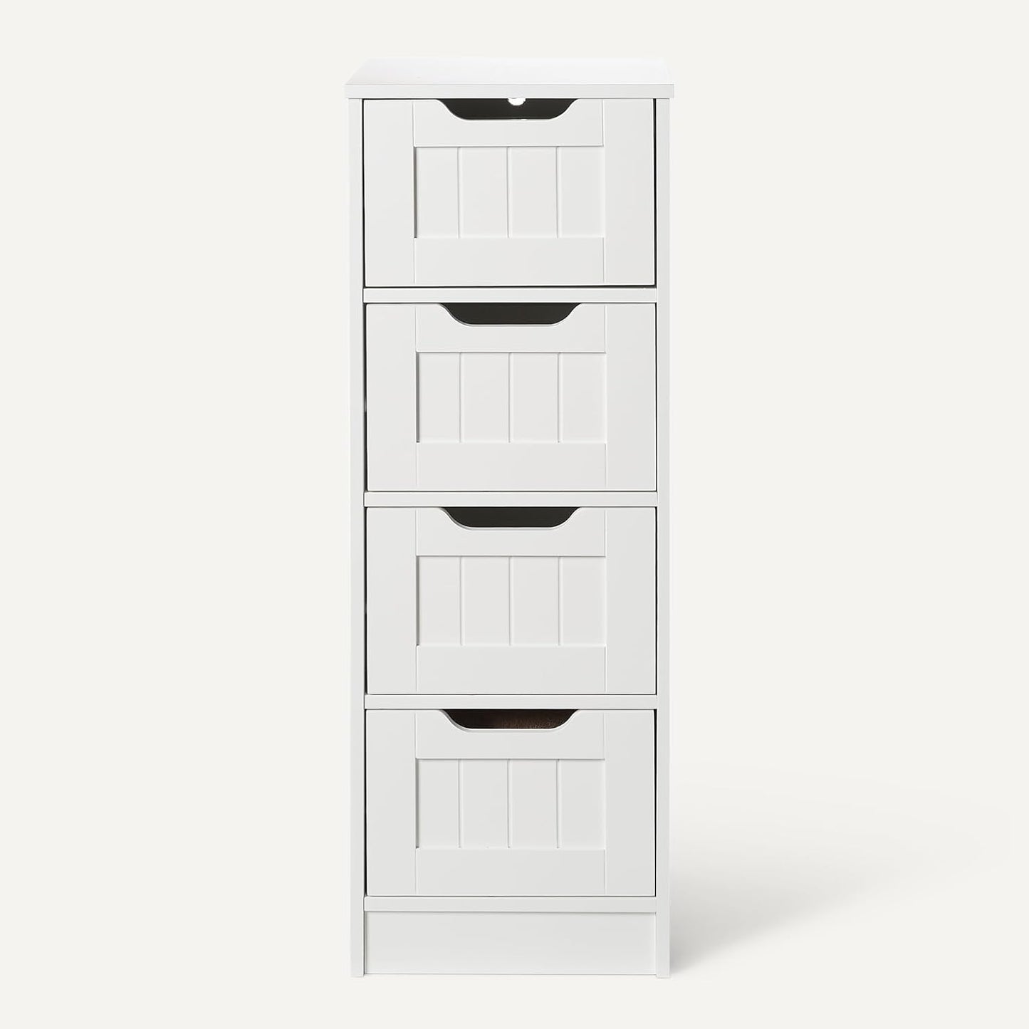 Meuble De Rangement De Salle De Bain Avec 4 Tiroirs, Rangement Sous Évier, Construction MDF, Blanc, 30Cm X 30Cm X 82Cm