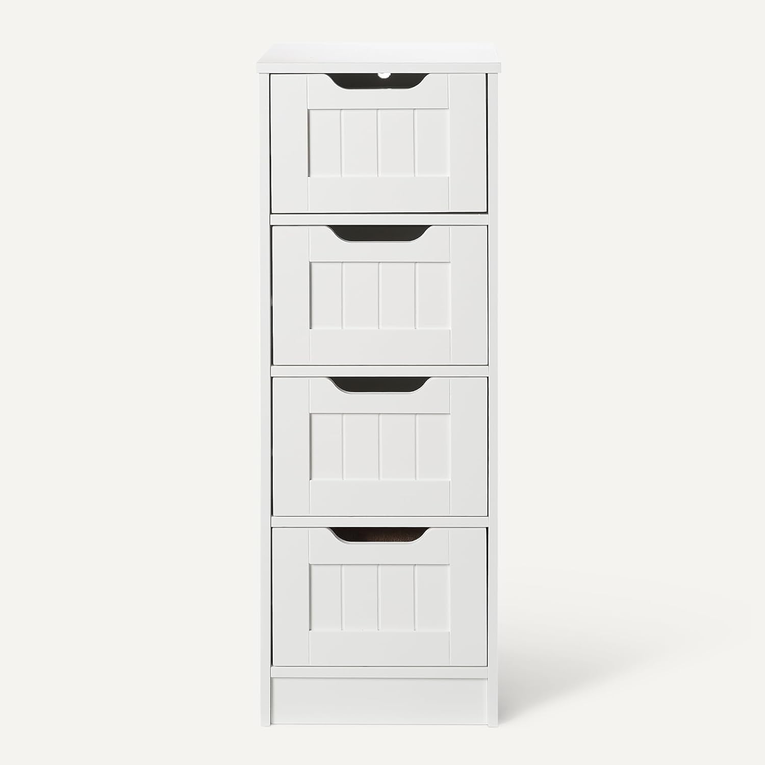 Meuble De Rangement De Salle De Bain Avec 4 Tiroirs, Rangement Sous Évier, Construction MDF, Blanc, 30Cm X 30Cm X 82Cm