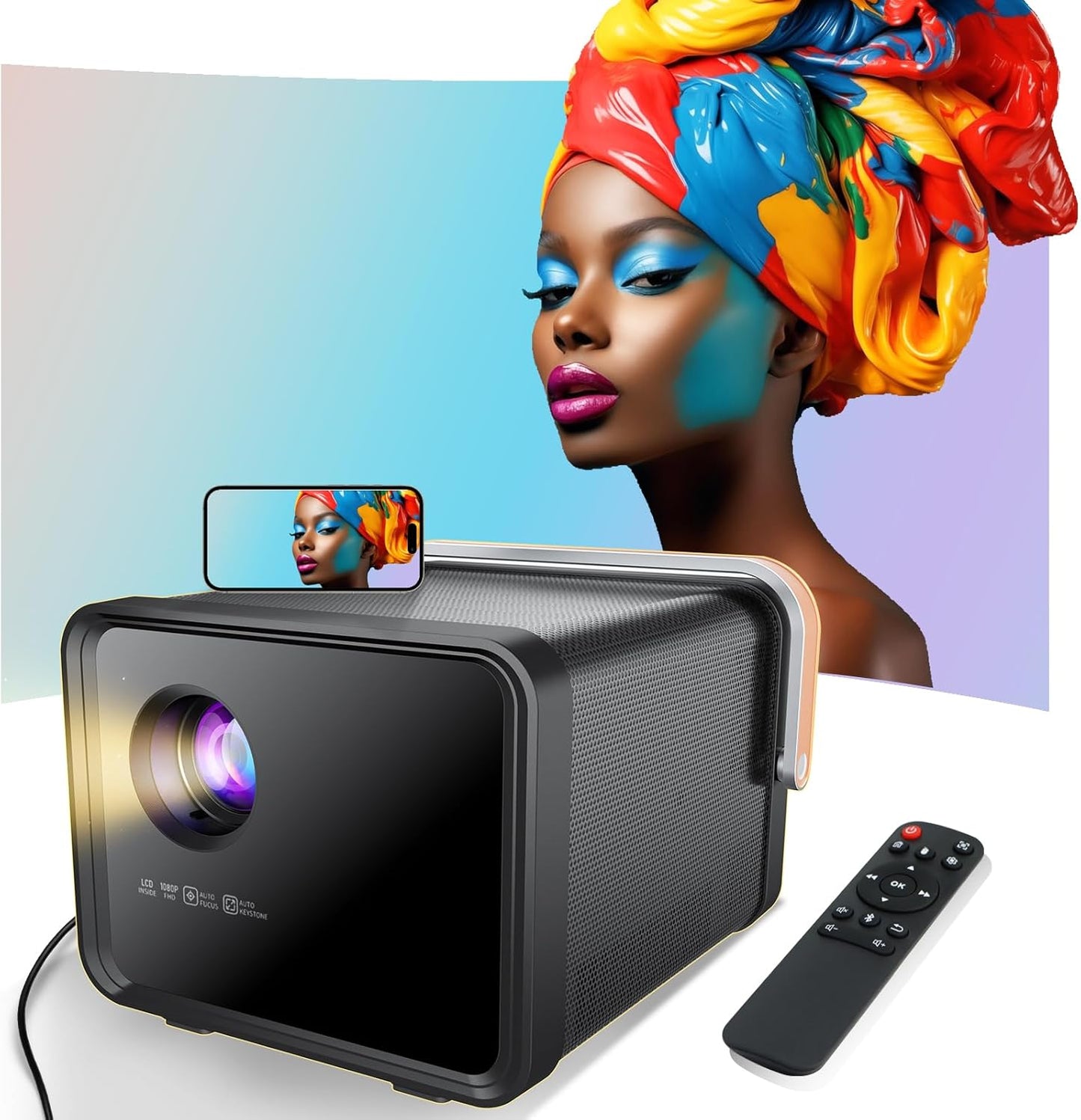 Projecteur, Mini Projecteur Portable 1080P HD 4K, Projecteur Home Cinéma Avec 5G Wifi 6 Et Bluetooth, Projecteur Vidéo Extérieur Pour Phone/Android/Tv Stick/Hdmi/Usb/Ordinateur Portable/Ps5