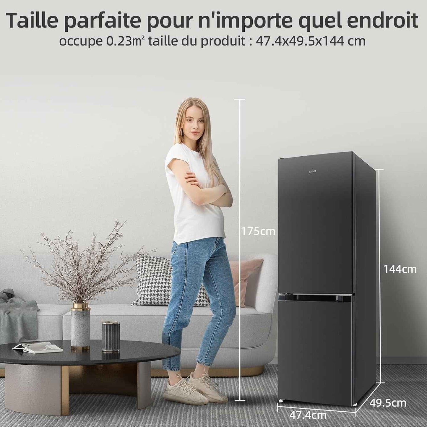 CBM159LEBD Réfrigérateur Congélateur Bas157 Litres (109 + 48) Low Frost, Faible Bruit, Refroidissement Rapide, Faible Emcombrement | Congélateur 4 Étoiles, Éclairage Intérieur LED, Réglage Flexible, Charnière Porte Reversible, Largeur 47Cm