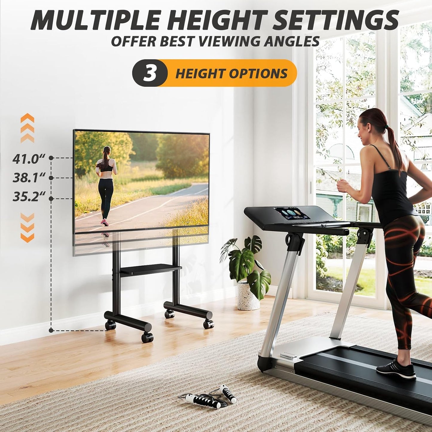 Support TV Roulettes Support TV Sur Pied Avec Roulettes Pour Téléviseurs 32 À 70 Pouces LCD/LED/OLED, Support Tele Mobile Universel Réglable En Hauteur Jusqu'À 50 Kg, Max. VESA 400X400 Mm