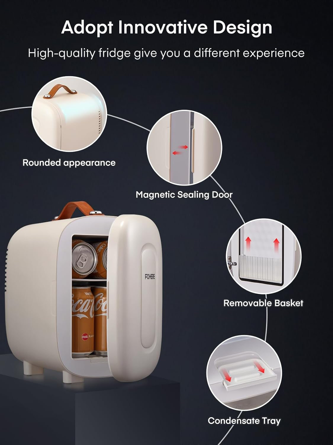 Mini Frigo De Chambre 5 Litres/ 6 Canettes, Petit Frigo USB/CA/CC, Frigo Cosmetique, Mini Réfrigérateurs Pour Boissons, Nourriture, Beauté, Bureau, Dortoir, Voiture, Blanc