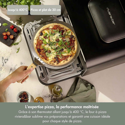 Riviera&Bar Four À Pizza - Four Compact Et Polyvalent, Haute Température - Programmes Variés Dont Air Fryer, Écran Digital Intuitif - Utilisation Intérieure Et Extérieure - Accessoires Inclus