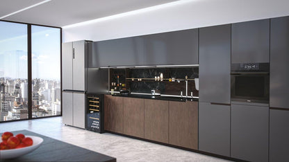 Cube 90 Serie 5 HTF-540DP7 Frigo Américain Autoportante 528 L F Platine, Acier Inoxydable