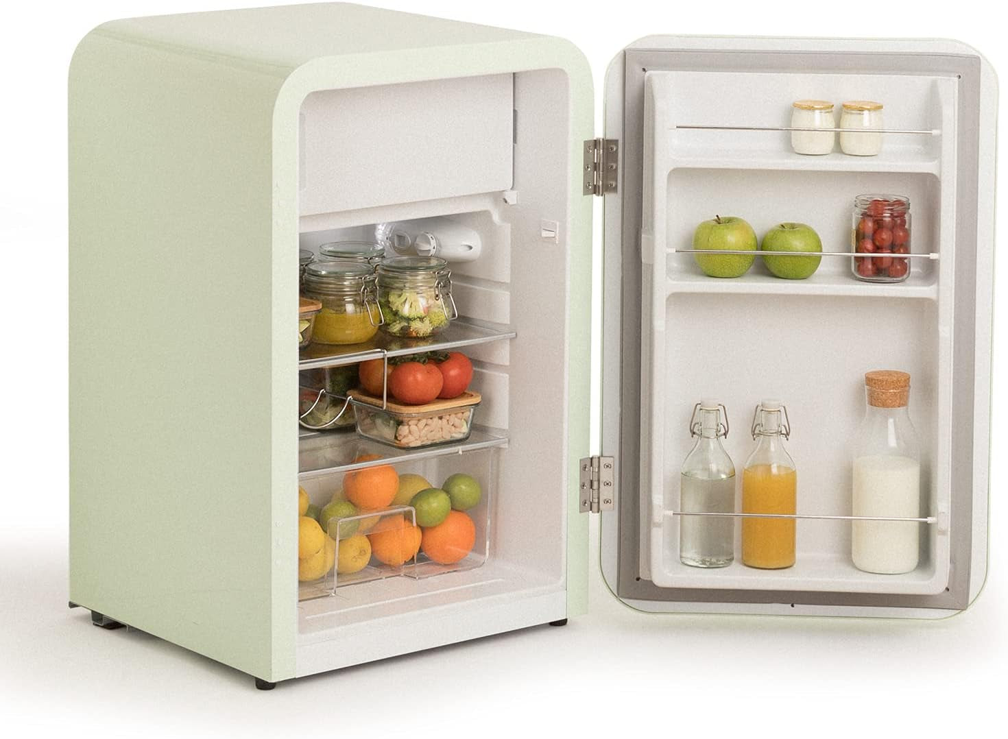 / RETRO FRIDGE 83.5 ROSE Gold/Réfrigérateur Vert Avec Poignée or Rose/Pratique Et Fonctionnel, Matériaux Résistants