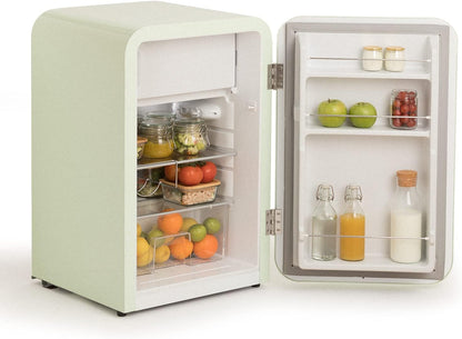 / RETRO FRIDGE 83.5 ROSE Gold/Réfrigérateur Vert Avec Poignée or Rose/Pratique Et Fonctionnel, Matériaux Résistants