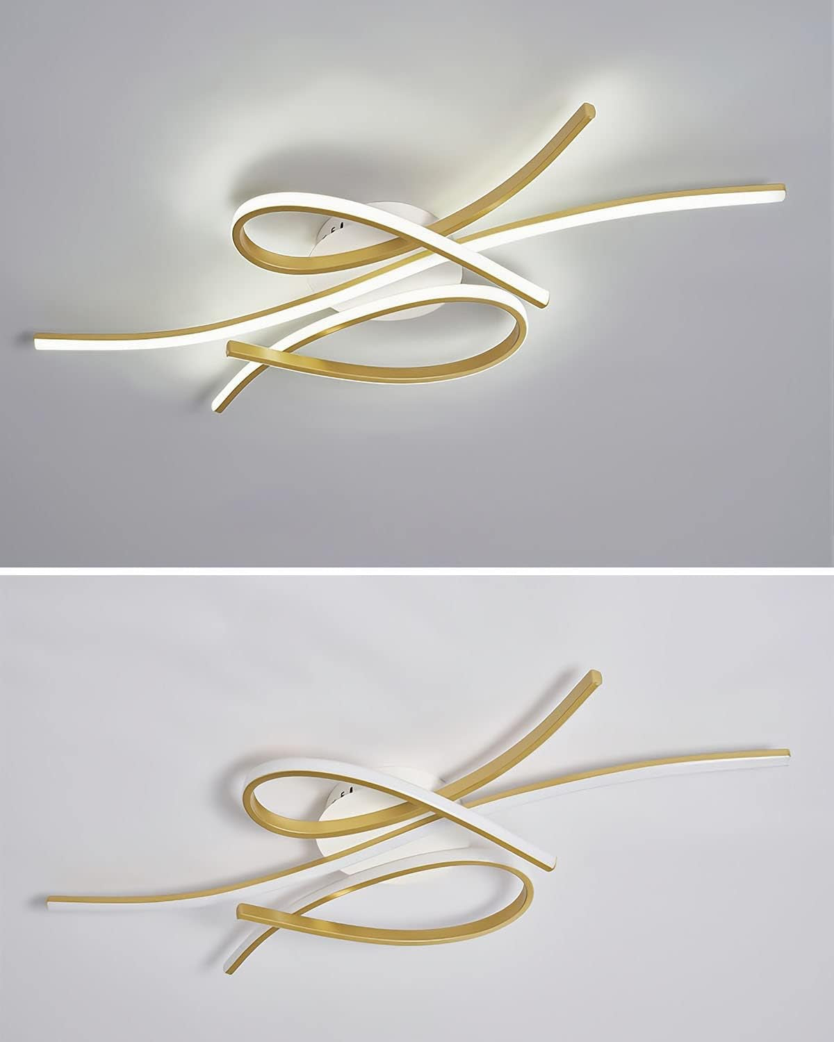 Plafonnier LED Plafonnier Dimmable Lampe De Salon Moderne Lampe De Chambre À Coucher Plafonnier Design D'Intérieur Avec Télécommande Salon Cuisine Bureau (Noir, L100Cm)
