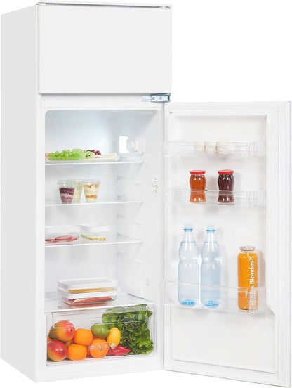 Exquisit Réfrigérateur Encastrable EKGC265-40-040E | Appareil Encastrable | Montage De Porte Coulissante | Capacité Utile De 205 L | Blanc | Réfrigérateur | Compartiment À Légumes | Lumière LED |