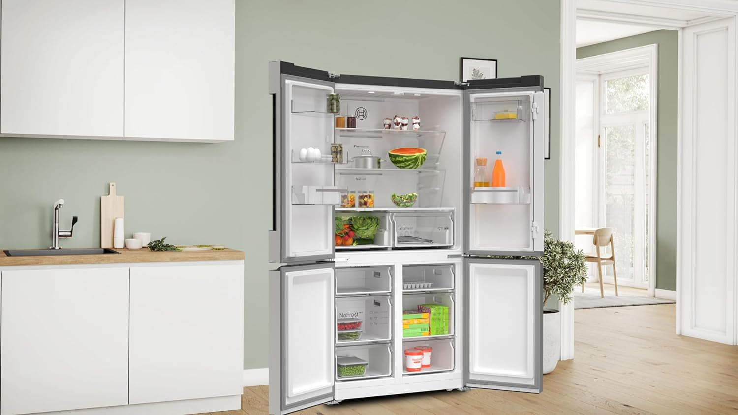 KFN96VPEA - Série 4 Réfrigérateur Multi-Portes Congélateur En Bas - 605 L - 183 X 91 (H X L) - Inox anti Trace De Doigts