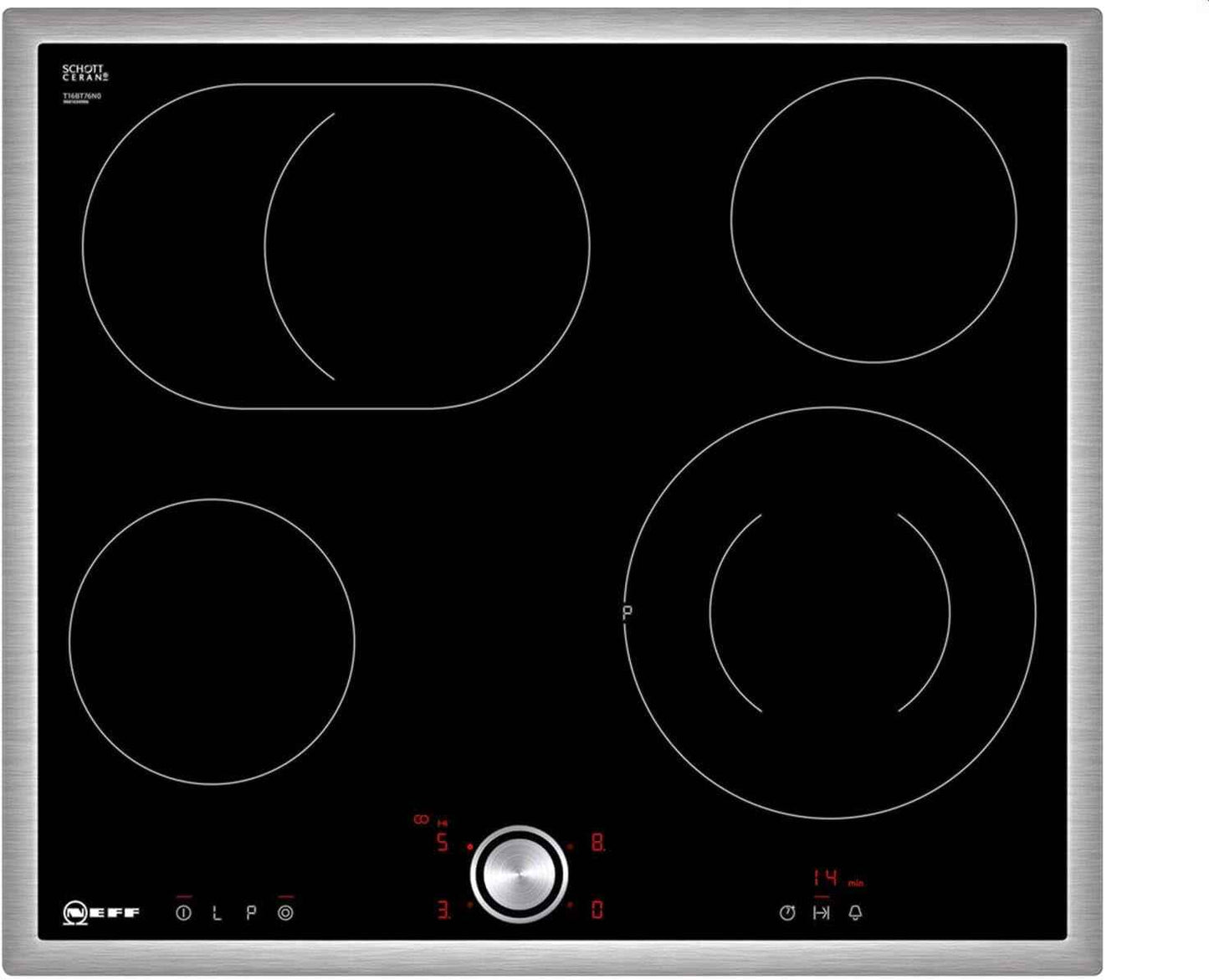 Plaque De Cuisson Électrique T16BT76N0 N70/60 Cm/Twistpad/Zone De Rôtisserie/Vitrocéramique, Cadre En Acier Inoxydable Avec Plateau Rotatif