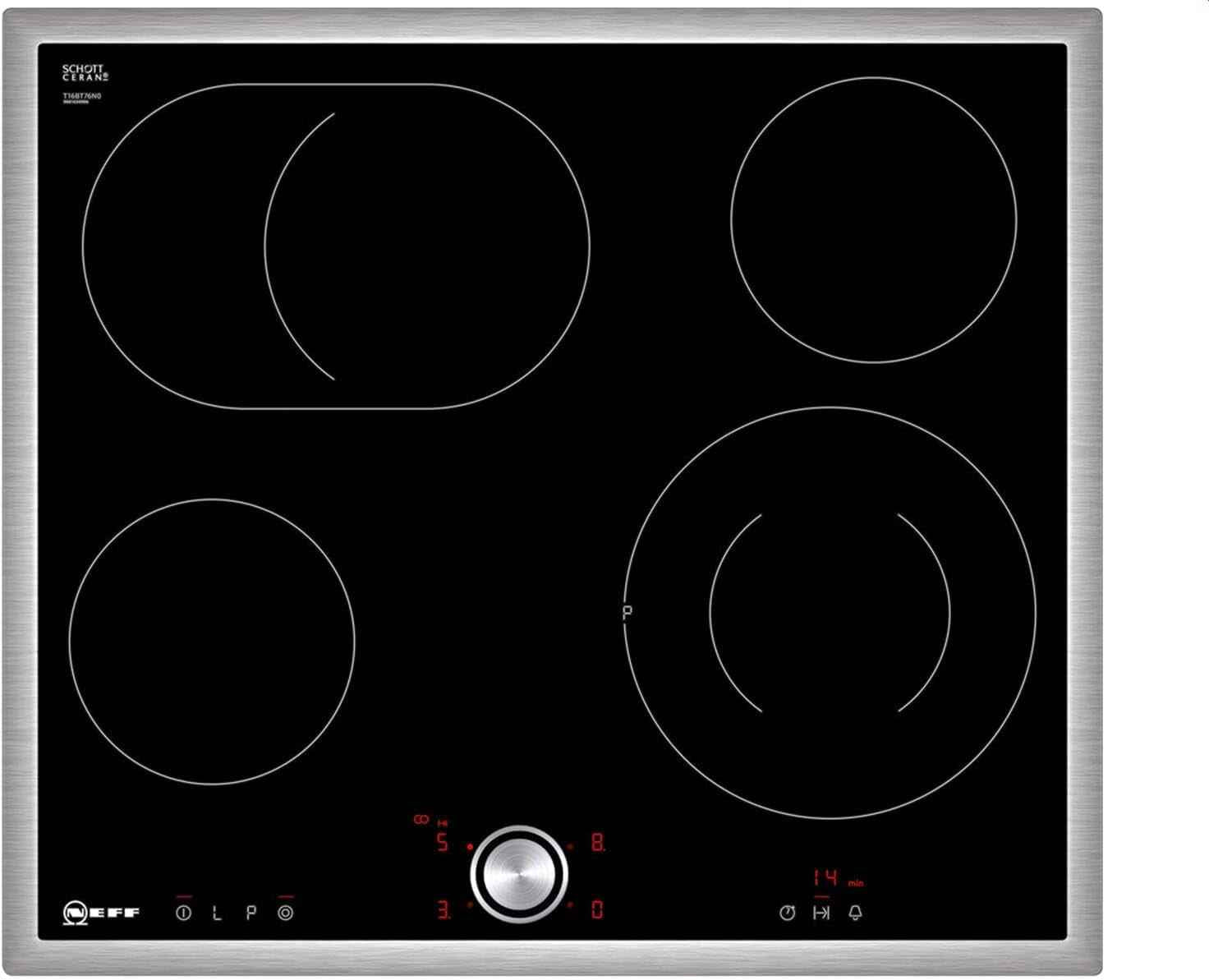 Plaque De Cuisson Électrique T16BT76N0 N70/60 Cm/Twistpad/Zone De Rôtisserie/Vitrocéramique, Cadre En Acier Inoxydable Avec Plateau Rotatif