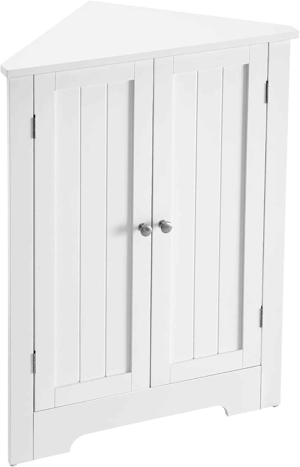 D’Angle, Meuble Portes Et Étagère Réglable, Pour Salle De Bain, Cuisine, Salon, Design Campagne Moderne, Blanc Nuage BBC844P31, 60 × 33,6 × 80 Cm