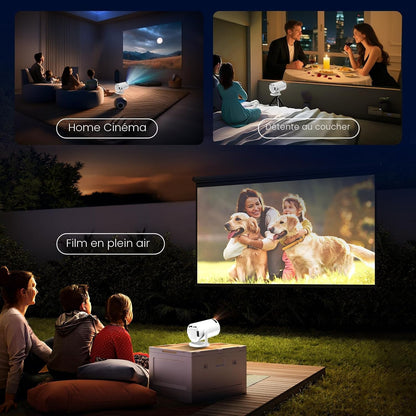 Vidéoprojecteur 2026 Upgraded Supporte 4K 1080P Wifi 6 Bluetooth 5.2 | App Intégrée Rétroprojecteur, Dual Contrôle, Auto Keystone 180° Rotation Compatible Avec HDMI/TV Stick/Usb, Projecteur Video