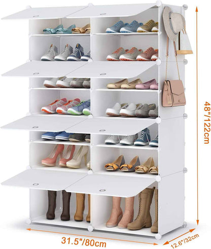 Meuble Chaussure, 7 Niveaux Rangement Chaussure 28 Paires Etagere Chaussure | Armoire a Chaussures Avec Porte Pour Entrée Salon Chambre