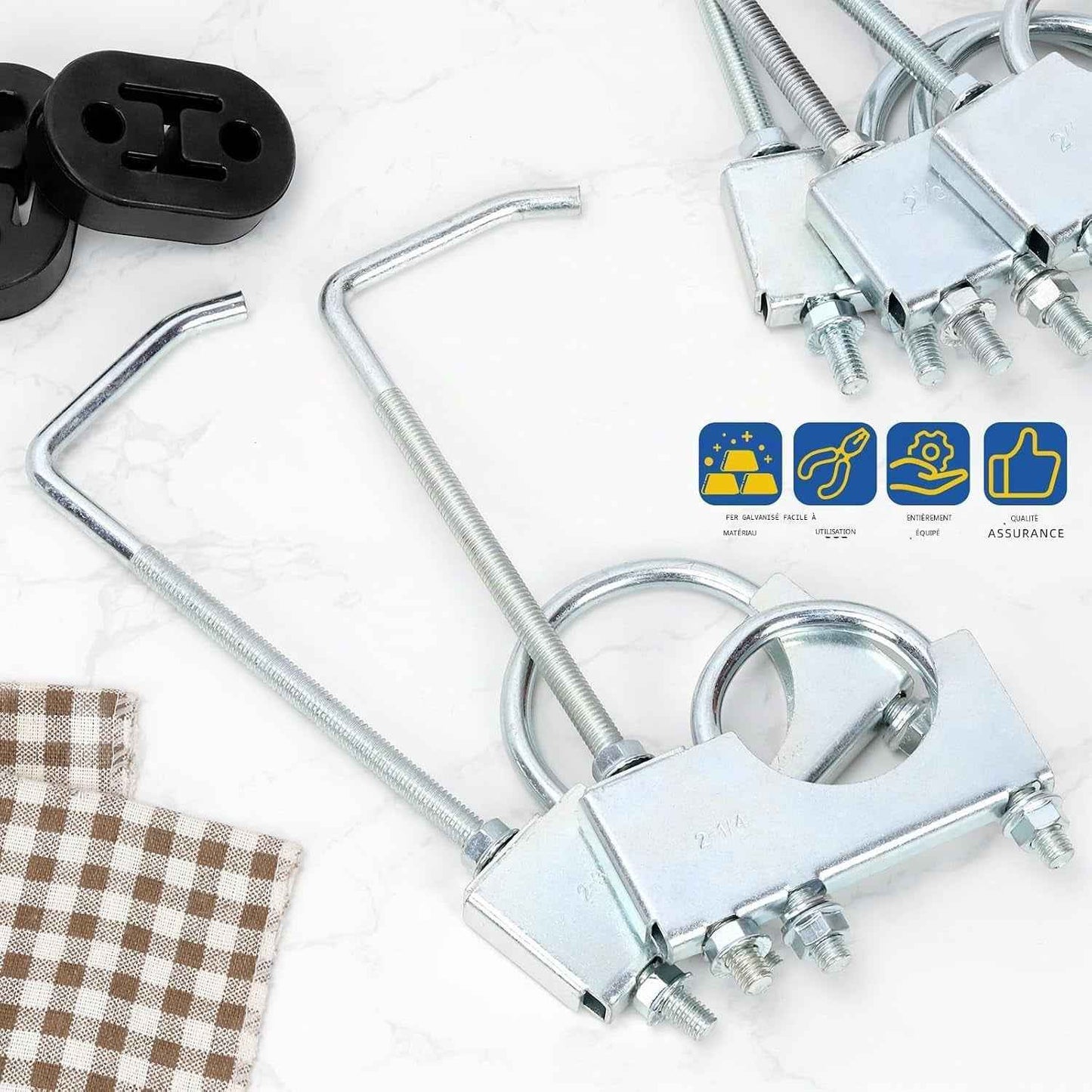 1 Pince D'Échappement Universelle De 7,5 Cm Avec Suspension, Robuste Pour Tuyau D'Échappement De Voiture Et Camion (2,25 Pouces)