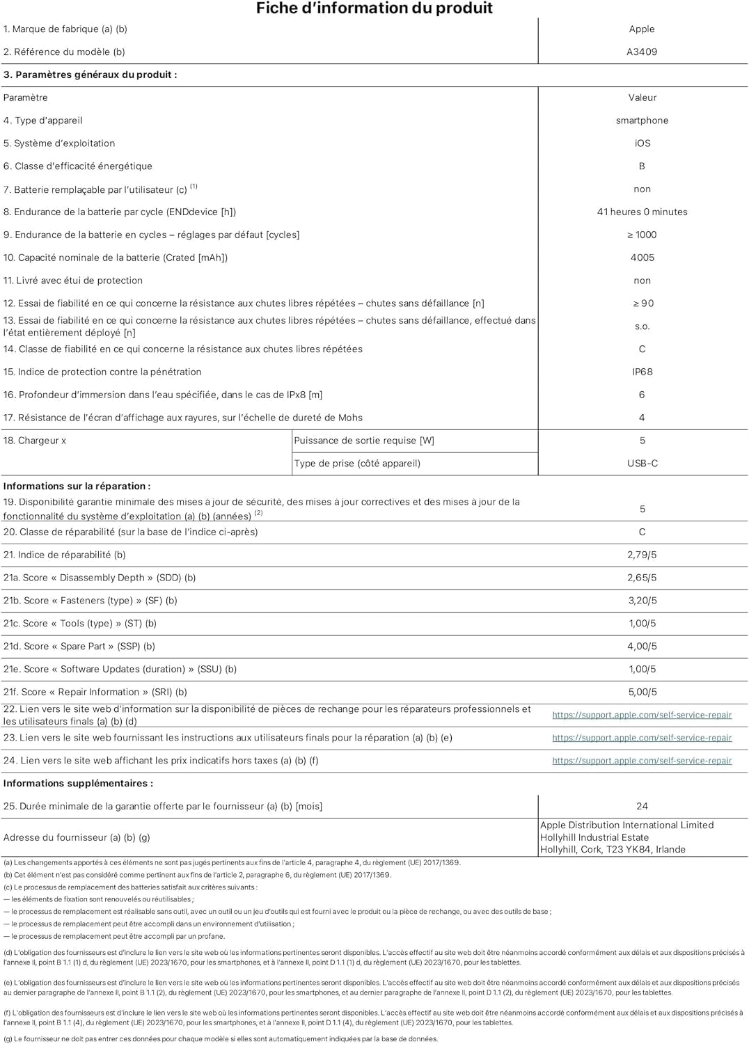 Iphone 16E 128 Go : Conçu Pour  Intelligence, Puce A18, Autonomie De Taille, Caméra Fusion 48 Mpx, Écran Super Retina XDR De 6,1 Pouces; Noir