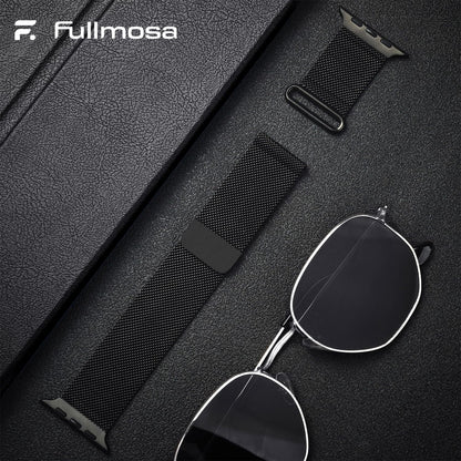 Bracelet En Milanais Pour Apple Watch 49/46/44/45/42Mm | Compatible Avec Iwatch Ultra3/2/1 SE3/2/1 Series 11 10 9 8 7 6 5 4 3 2 1, Fermoir Magnétique, Pour Femme Homme, Noir