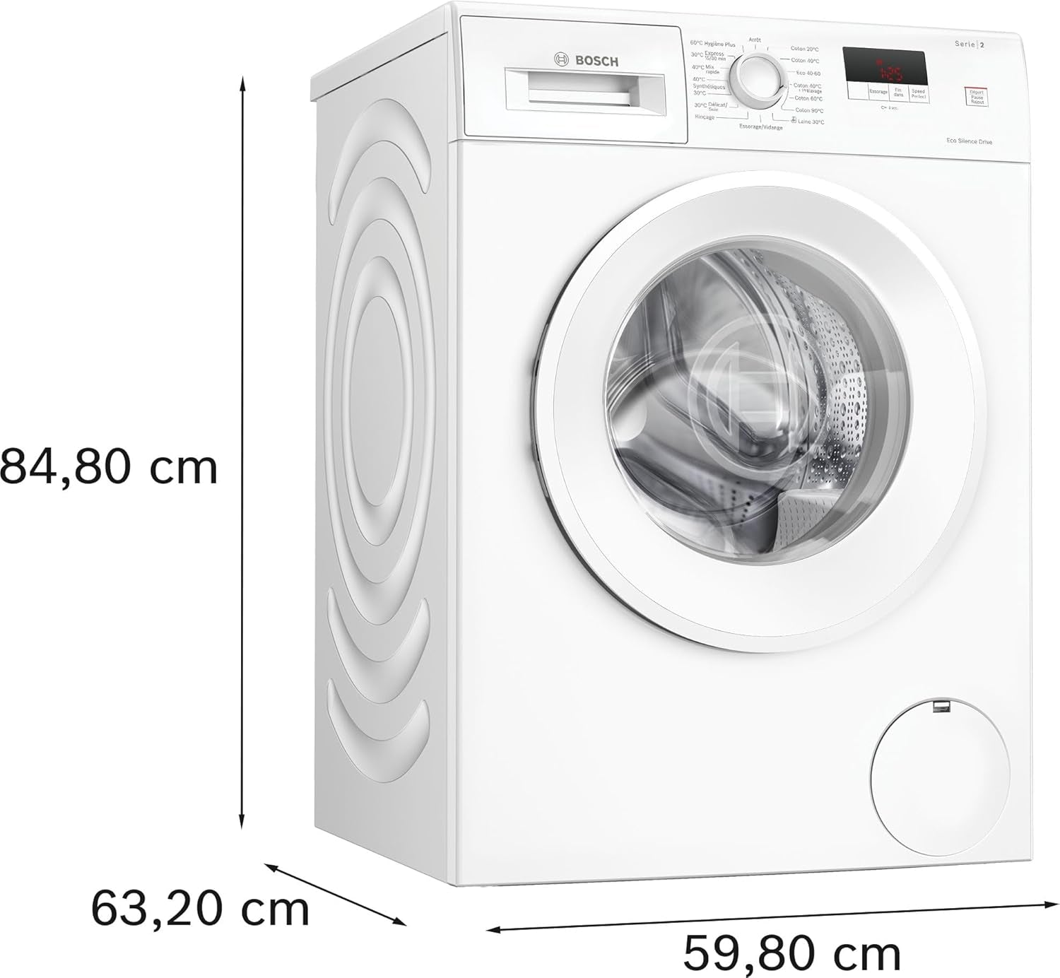 WGE03207FR Lave-Linge Pose-Libe - Série 2-8 Kg - 1200 Trs/Min - 47L- Blanc