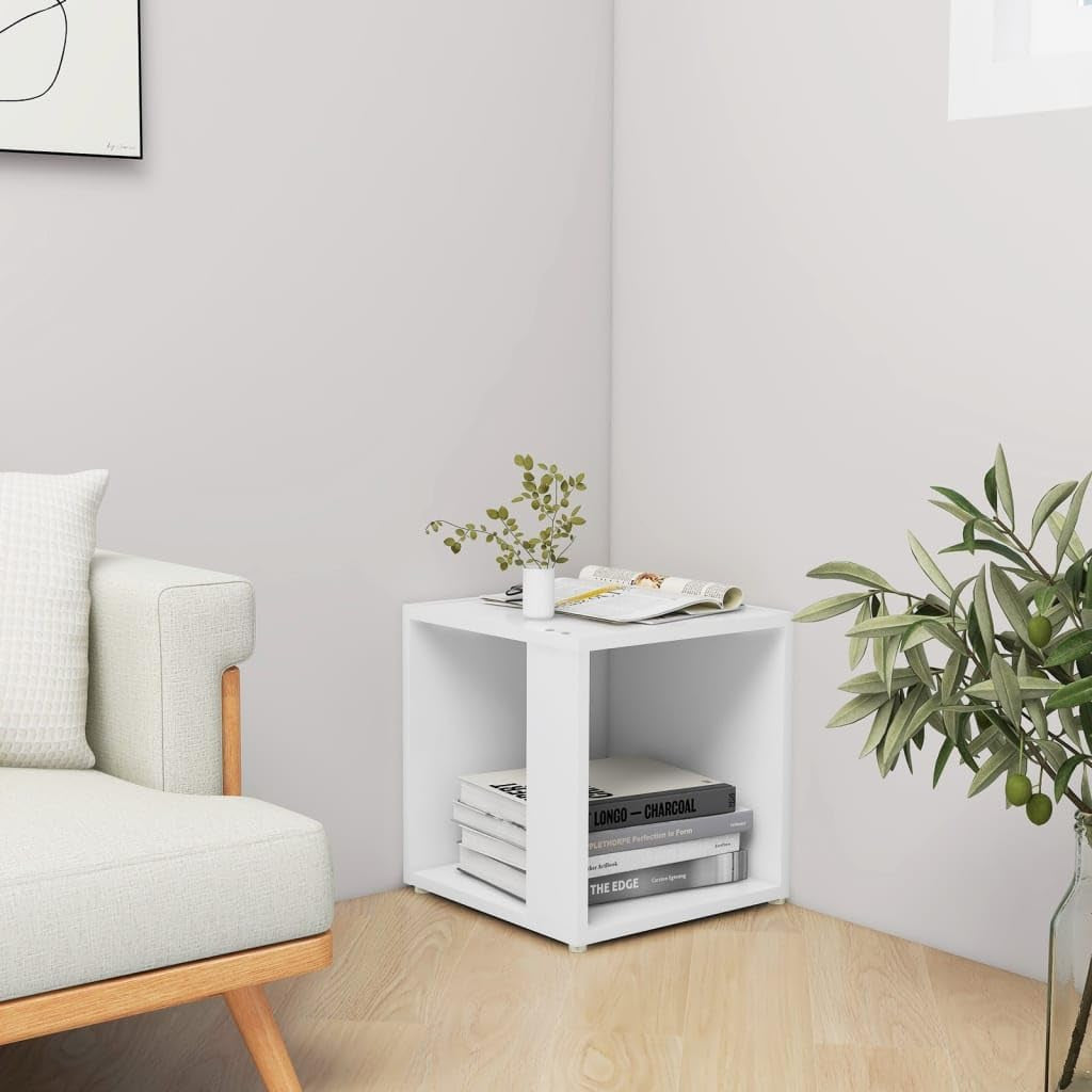 Table D'Appoint Table Basse Table De Canapé Bout De Canapé Armoire D'Angle Salle De Séjour Salon Intérieur Blanc 33X33X34,5 Cm Aggloméré