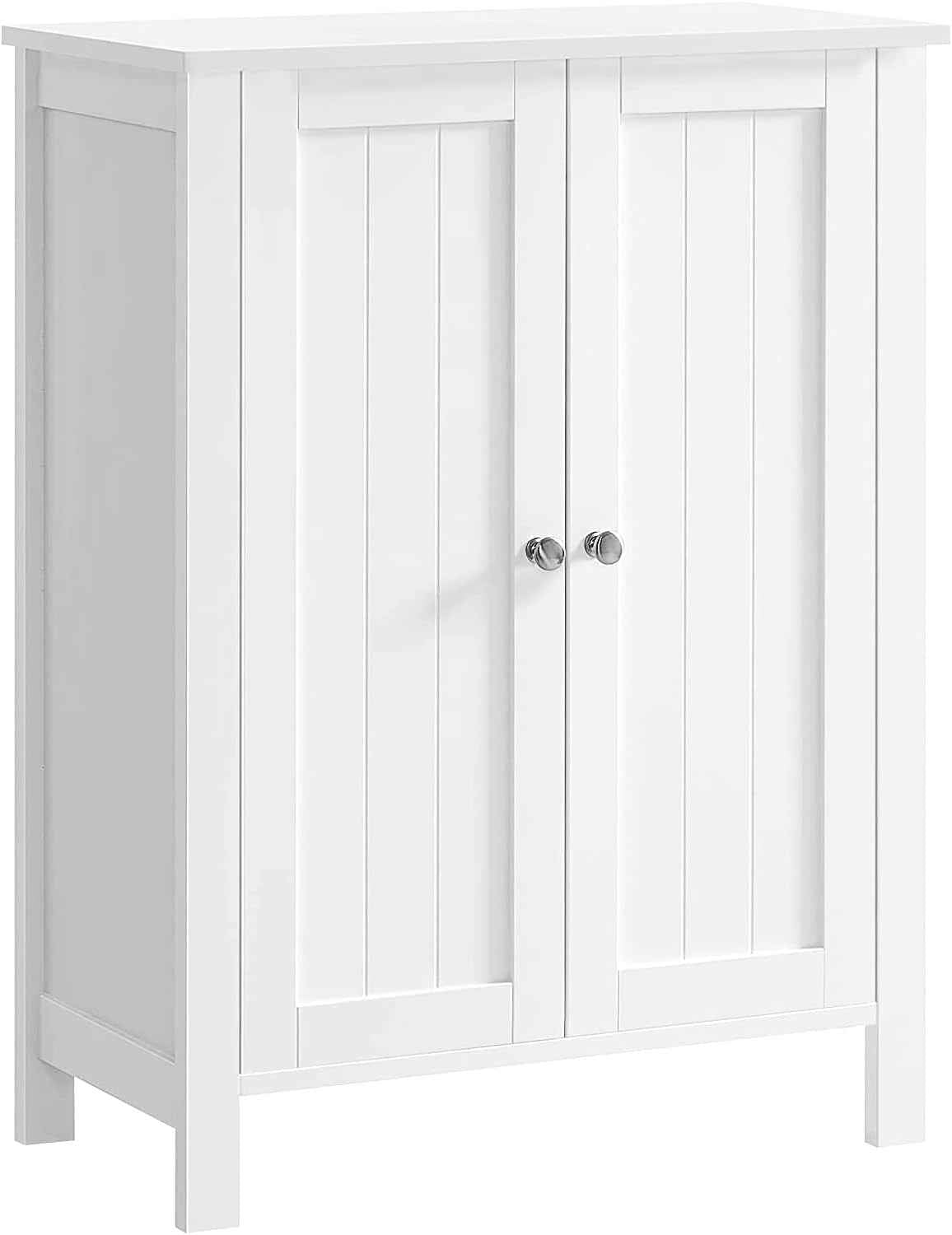 Meuble Salle De Bain Sur Pieds, Armoire De Rangement, Placard Avec 2 Étagères Réglables, 30 X 60 X 80 Cm, Blanc BCB60W