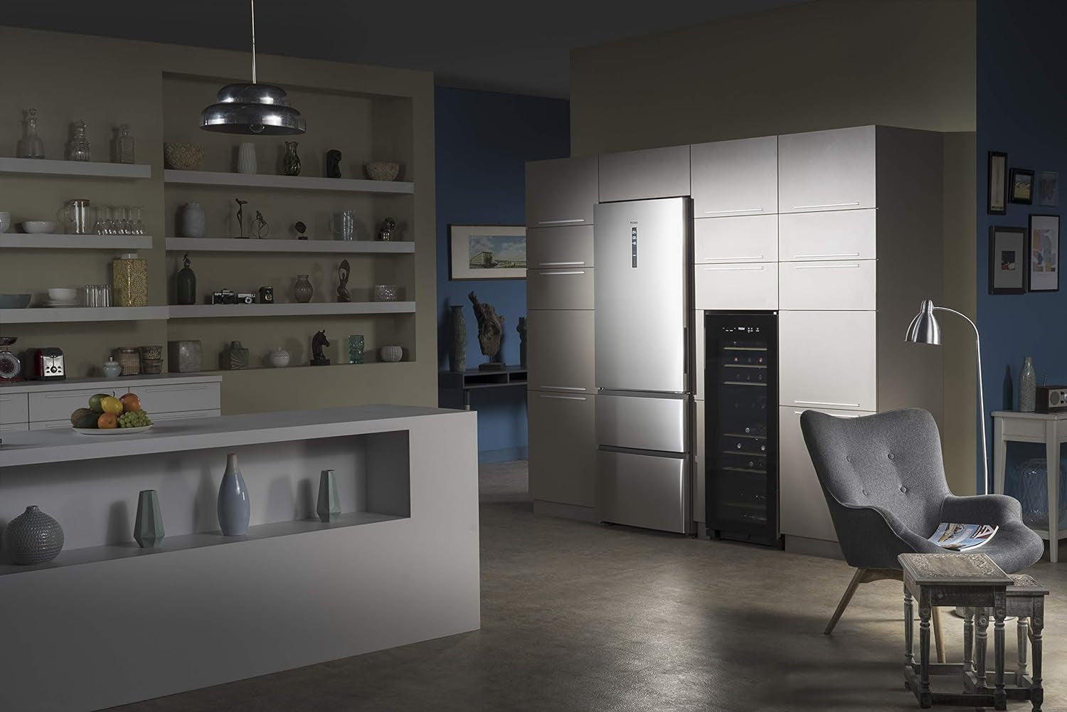 R�FRIG�RATEUR 1 PORTE + 2 TIROIRS 310+121L INOX
