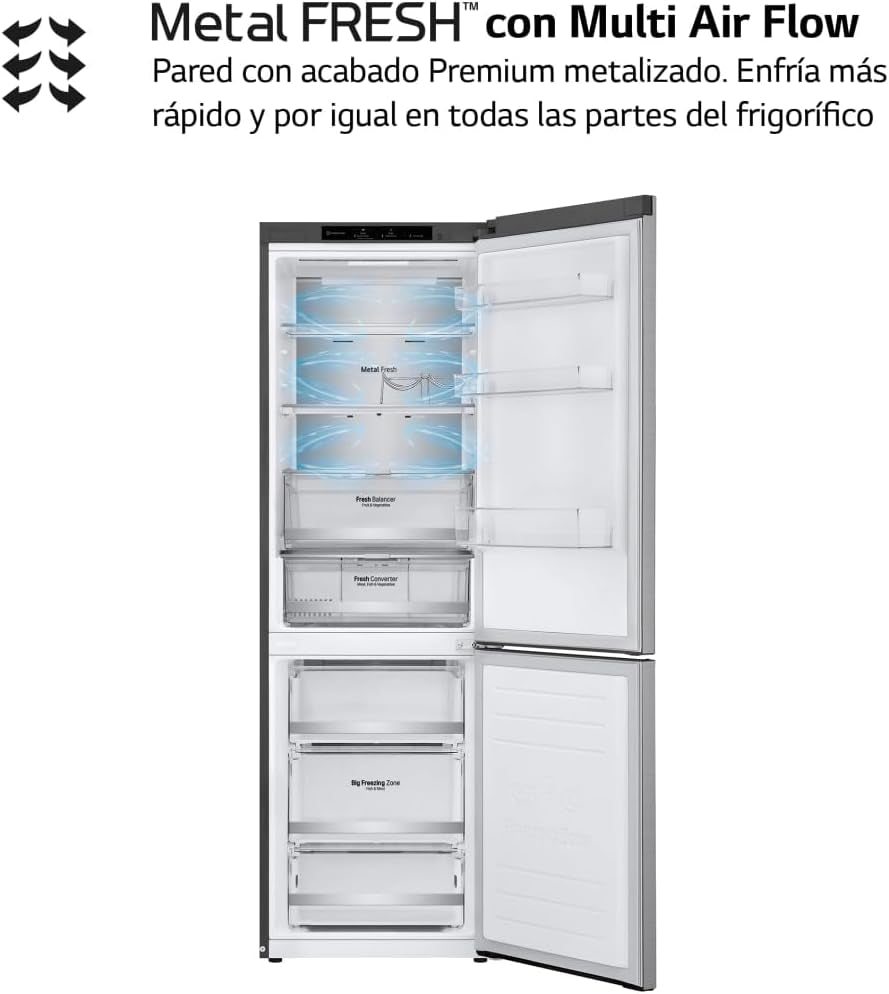 GBB71PZVCN1 Réfrigérateur Combi Door Cooling+ Réfrigérateur Et Congélateur 2 Portes Série 700 Classe C Capacité 374L 1.86 Inox Anti-Traces De Doigts