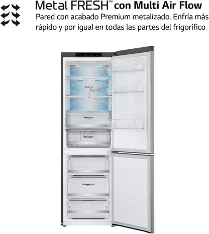 GBB71PZVCN1 Réfrigérateur Combi Door Cooling+ Réfrigérateur Et Congélateur 2 Portes Série 700 Classe C Capacité 374L 1.86 Inox Anti-Traces De Doigts