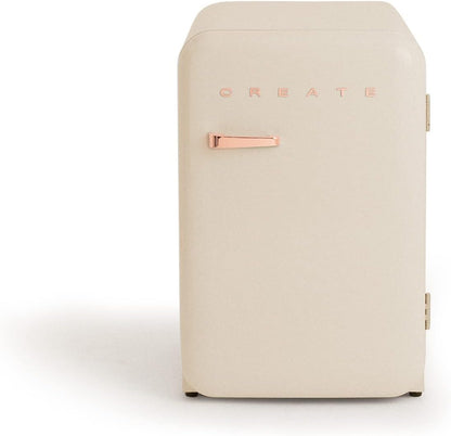 / RETRO FRIDGE 83.5 ROSE Gold/Réfrigérateur Blanc Cassé Avec Poignée or Rose/Pratique Et Fonctionnel, Matériaux Résistants