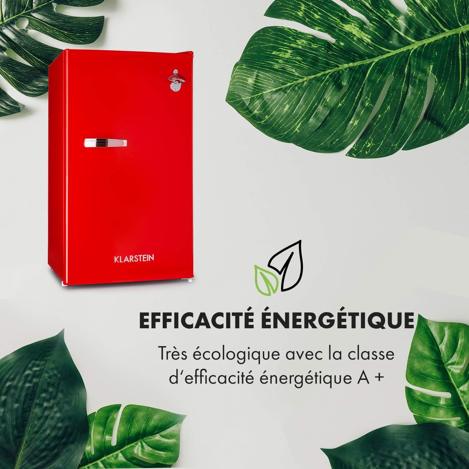 Beercracker - Réfrigérateur 90 L, 90 L, Classe D'Efficacité Énergétique E, Compartiment Congélateur, 3 Compartiments De Porte, Décapsuleur Sur L'Appareil, 2 Clayettes En Verre, Rouge