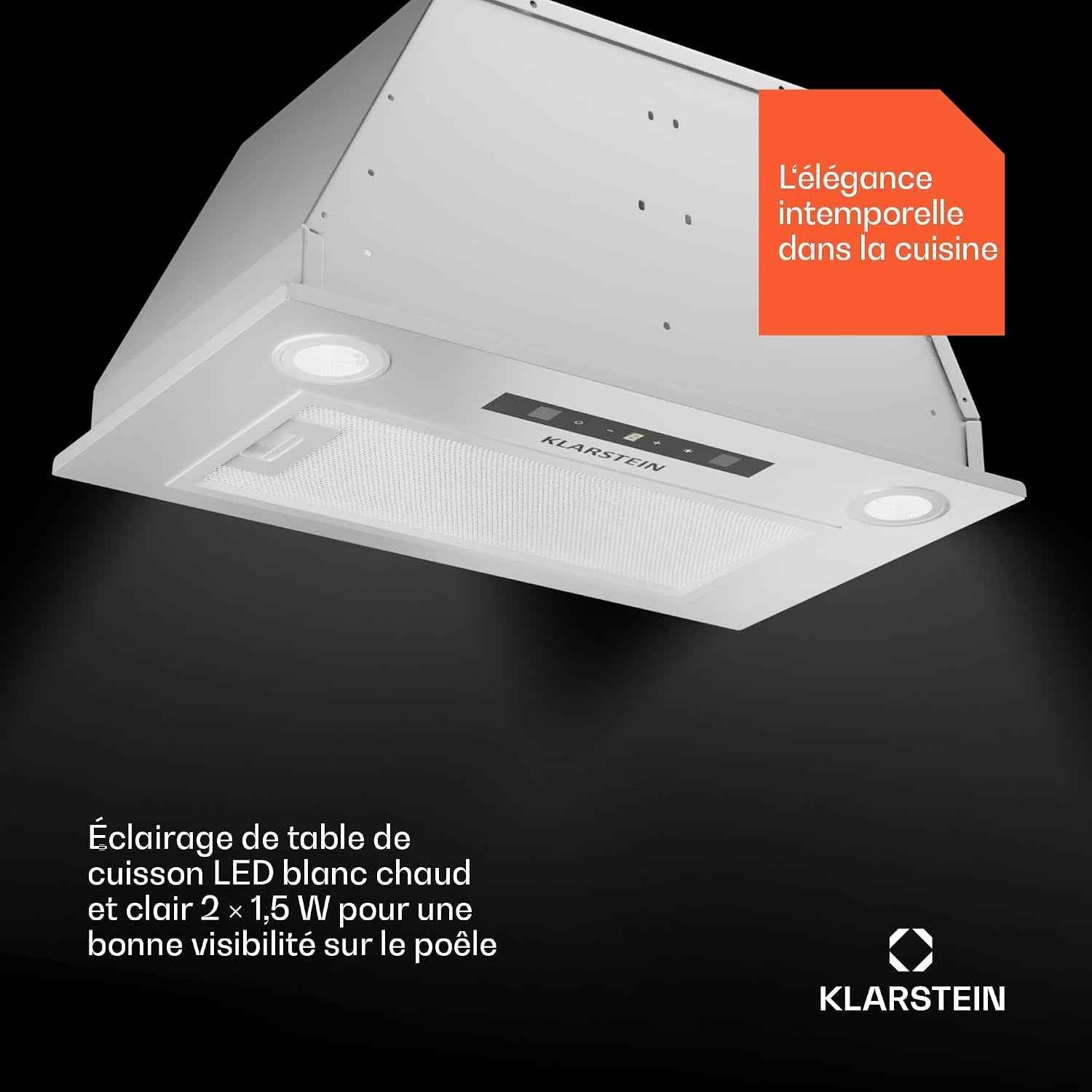 Hotte Aspirante Encastrable 52 Cm, Hotte Aspirante Silencieuse, De Cuisine Avec Lampes LED, Débit D'Air Puissant 439 M³/H, Minuterie, Commandes Tactiles, Avec Évacuation