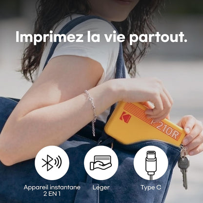 Imprimante Photo Portable  Mini 2 Retro 4PASS (5,3 X 8,6 Cm) + Paquet De 38 Feuilles, Noir | Compatible Bluetooth, Iphone Et Smartphone Android, Résistant Aux Taches, Résistant À L'Eau, Résistant À La Décoloration
