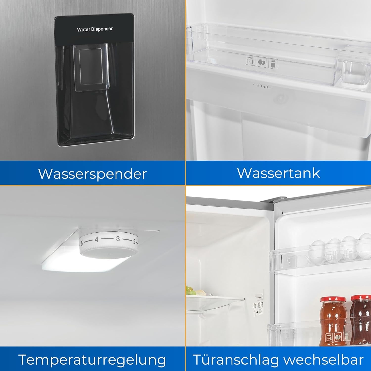 Exquisit Réfrigérateur-Congélateur KGC265-70-WS-040D Inoxlook | Capacité Utile 260 L