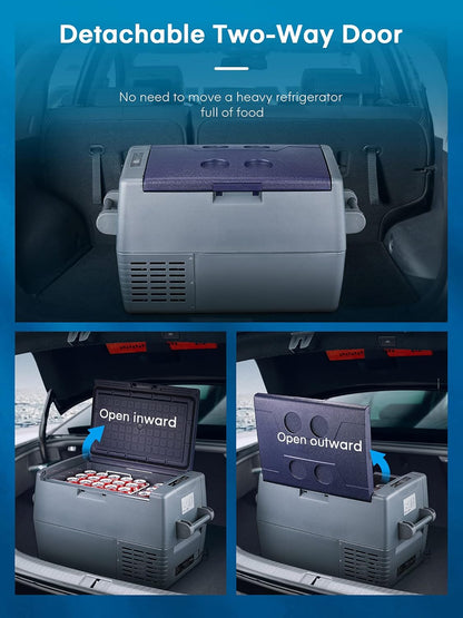Glacière Electrique Portable, Réfrigérateur À Compresseur 45L, Camping Congélateur(-20℃~+20℃), Porte Amovible, 12/24V DC Et 220-240V AC, Pour Voiture, Camion, Bateau, Véhicules, Camping, Gris