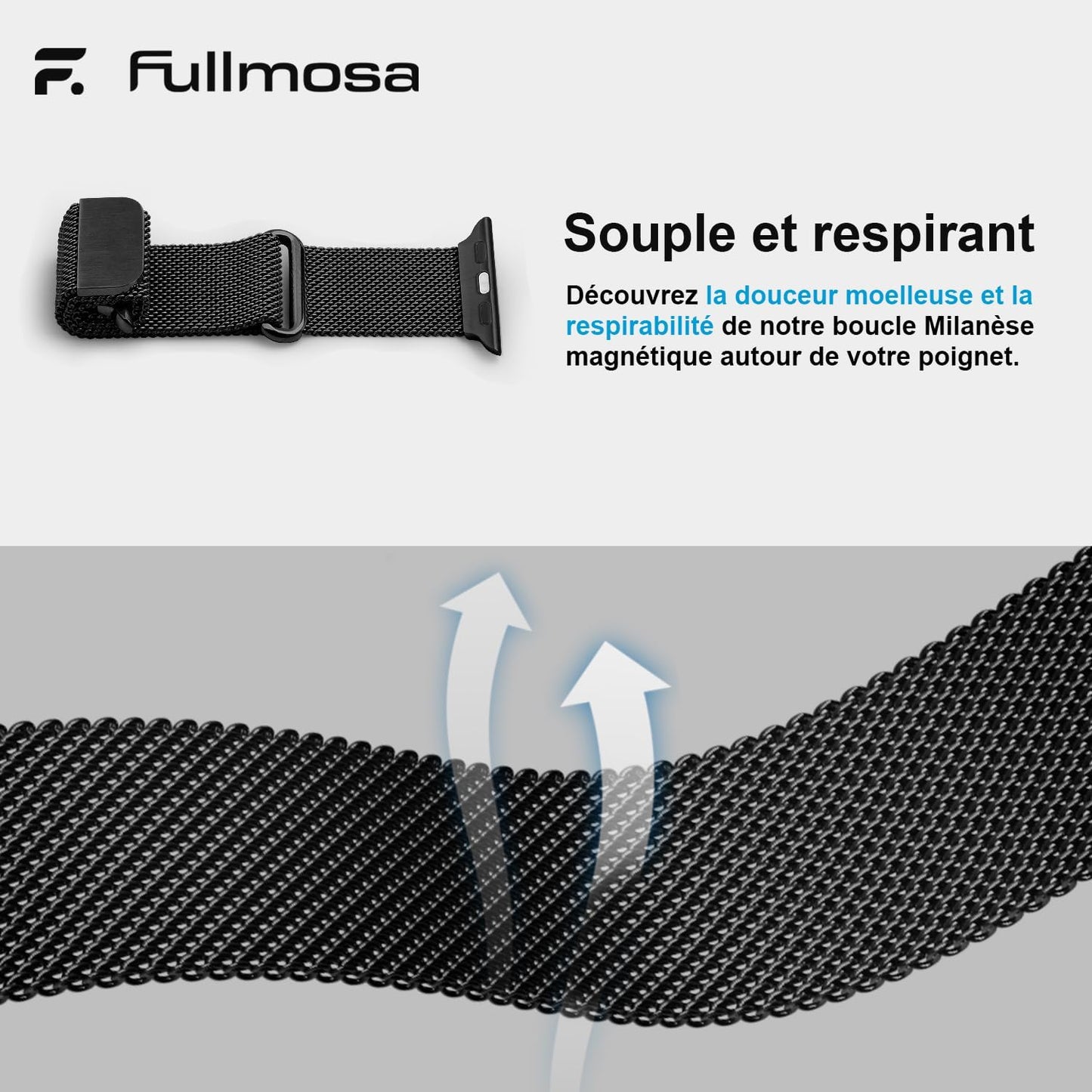 Bracelet En Milanais Pour Apple Watch 49/46/44/45/42Mm | Compatible Avec Iwatch Ultra3/2/1 SE3/2/1 Series 11 10 9 8 7 6 5 4 3 2 1, Fermoir Magnétique, Pour Femme Homme, Noir