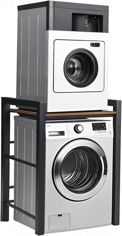 Étagère Machine À Laver, Rangement Machine a Laver Avec 3 Hauteurs Réglables, Capacité De Charge 350 Kg, Meuble De Rangement Machine a Laver Et Sèche-Linge, 75 X 67 X 105 Cm (Noir)