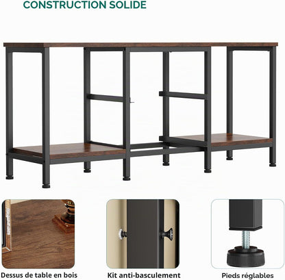 Meuble TV Jusqu'À 47", Meuble TV Avec 2 Tiroirs En Tissu Et 2 Étagères Ouvertes, Commode 110 X 30 X 50 Cm Pour Salon, Salle De Divertissement, Chambre À Coucher, Cadre En Acier