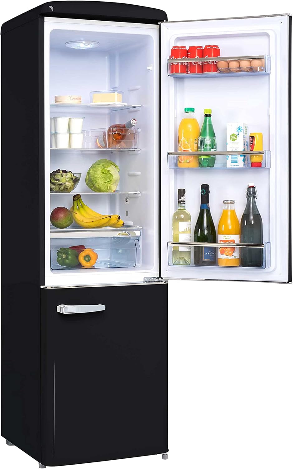 - Réfrigérateur Combiné Rétro CB255RNA++ - Réfrigérateur Congélateur 2 Portes - 255L Dont Congélateur 63L - Dégivrage Automatique, Pose Libre, Style Vintage - Noir