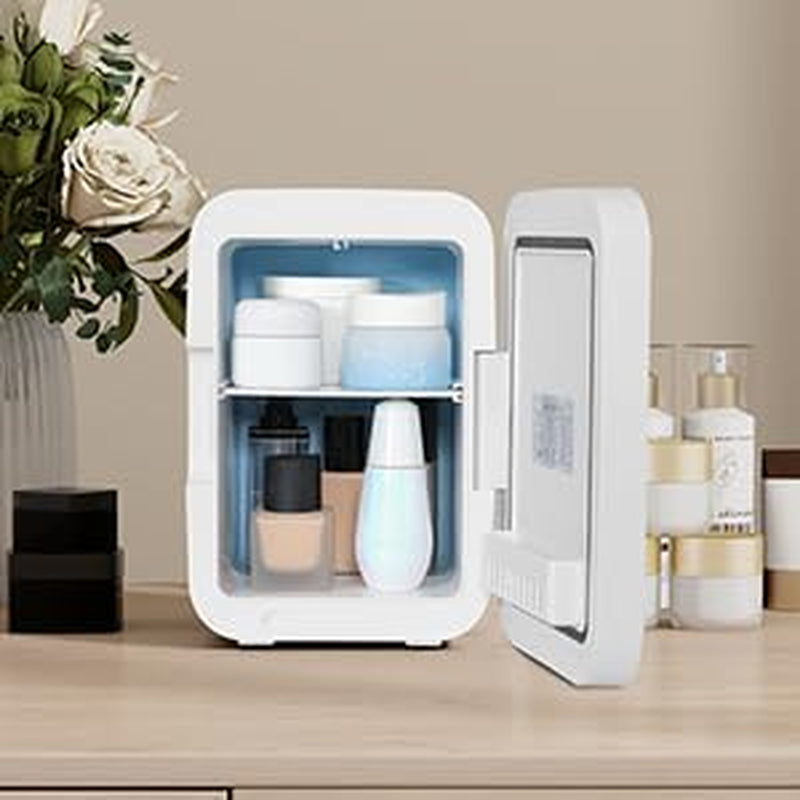 YOURLITE Mini Frigo De Chambre 2 En 1 4 Litres Avec Miroir Led À Intensité Variable, Mini Réfrigérateur Portable Ac/Dc Pour Cosmétiques Réfrigérés, Produits De Soins De La Peau Et Aliments