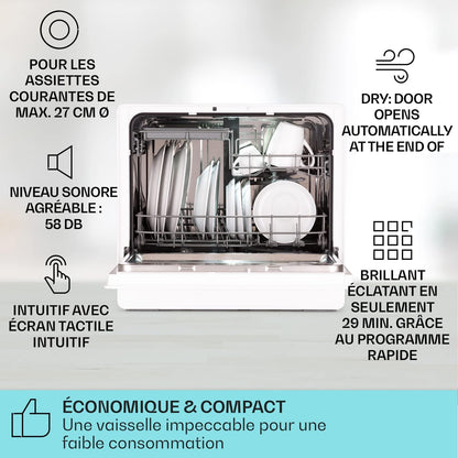 Mini Lave Vaisselle Silencieux De Table Portablede 5 Couvert, 6 Programmes De Lavage, Facile À Installer Pour La Maison Et Bureau