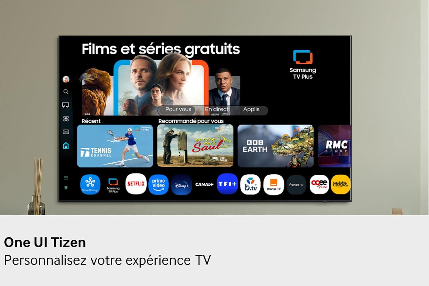 TV AI 43 Pouces QLED 43Q8F 4K Smart TV, Quantum Dots, Q4 AI Processor, Wifi, Airplay, HDR, Q-Symphony, OTS Lite, Knox Security, Gaming Hub, Bixby, Application Opérateurs Intégrées