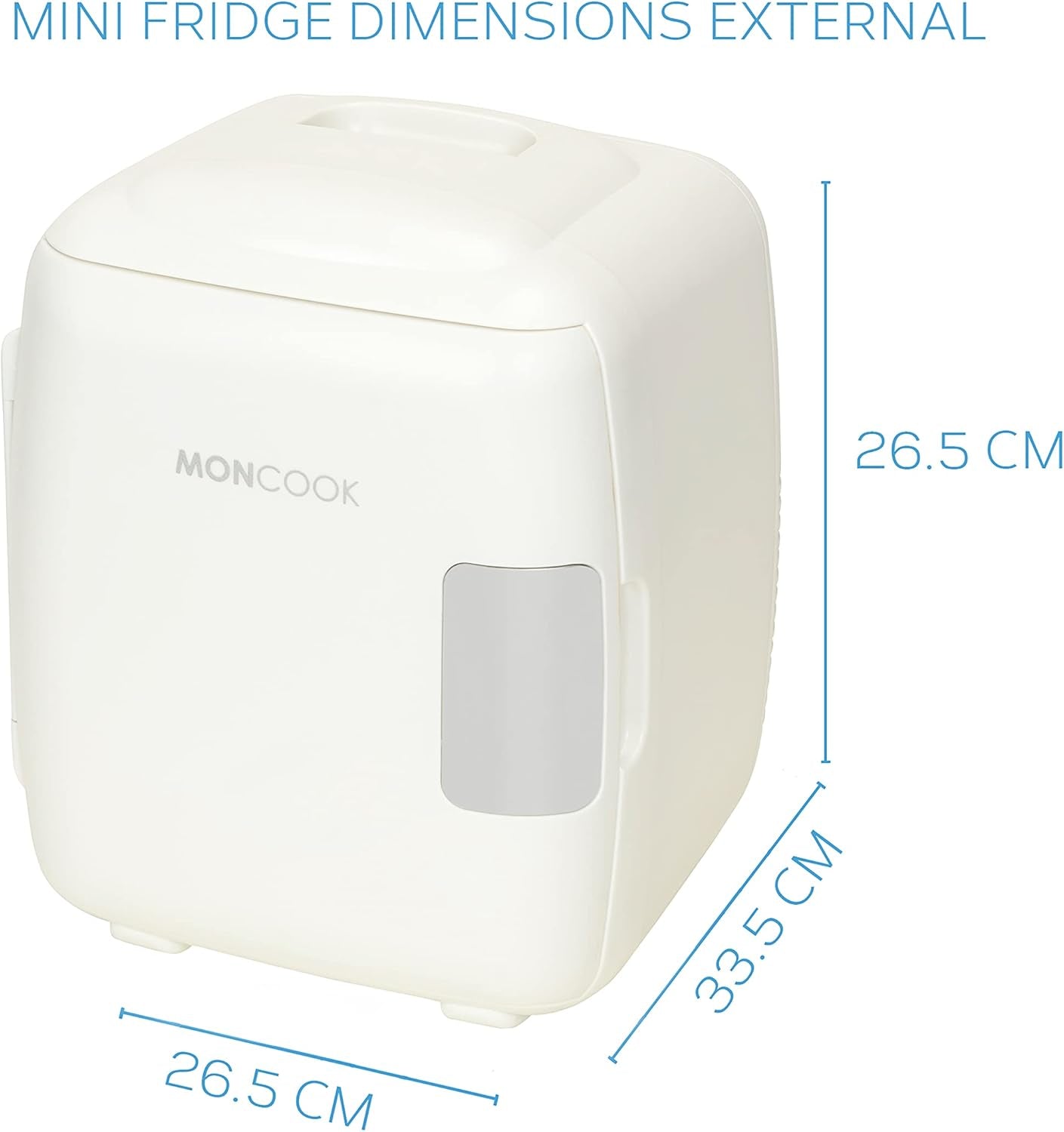 MONCOOK Mini Réfrigérateur - Mini Réfrigérateurs Portables Pour Les Soins De La Peau, La Médecine, La Nourriture Et Les Boissons - Fonction De Refroidissement Et De Réchauffement - 9L - Mono Blanc