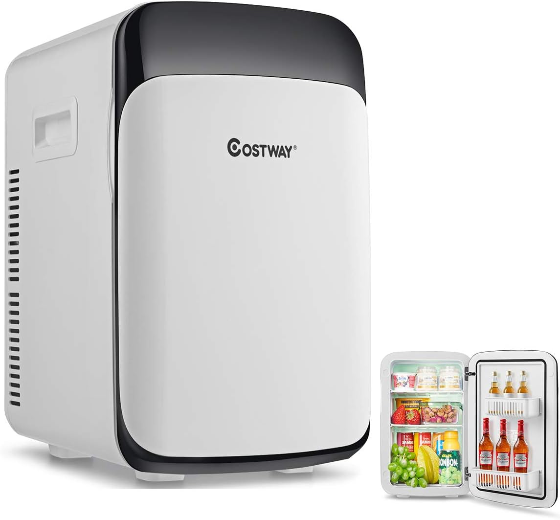 Mini Frigo 15L Mini Réfrigérateur 2 En 1 Fonction De Refroidissement Et De Chauffage, Température -3 ℃ ~ 50 ℃, Mini Frigo Portable 76 Kwh/An Pour Maison/Voiture (Blanc)