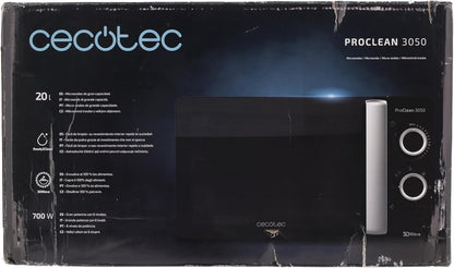 Micro-Ondes Proclean 3050. Capacité De 20 L, Revêtement Ready2Clean, 700 W De Puissance, 6 Niveaux De Fonctionnement, Minuterie 30 Minutes, Mode Décongeler, Finition Noir Et Argenté.