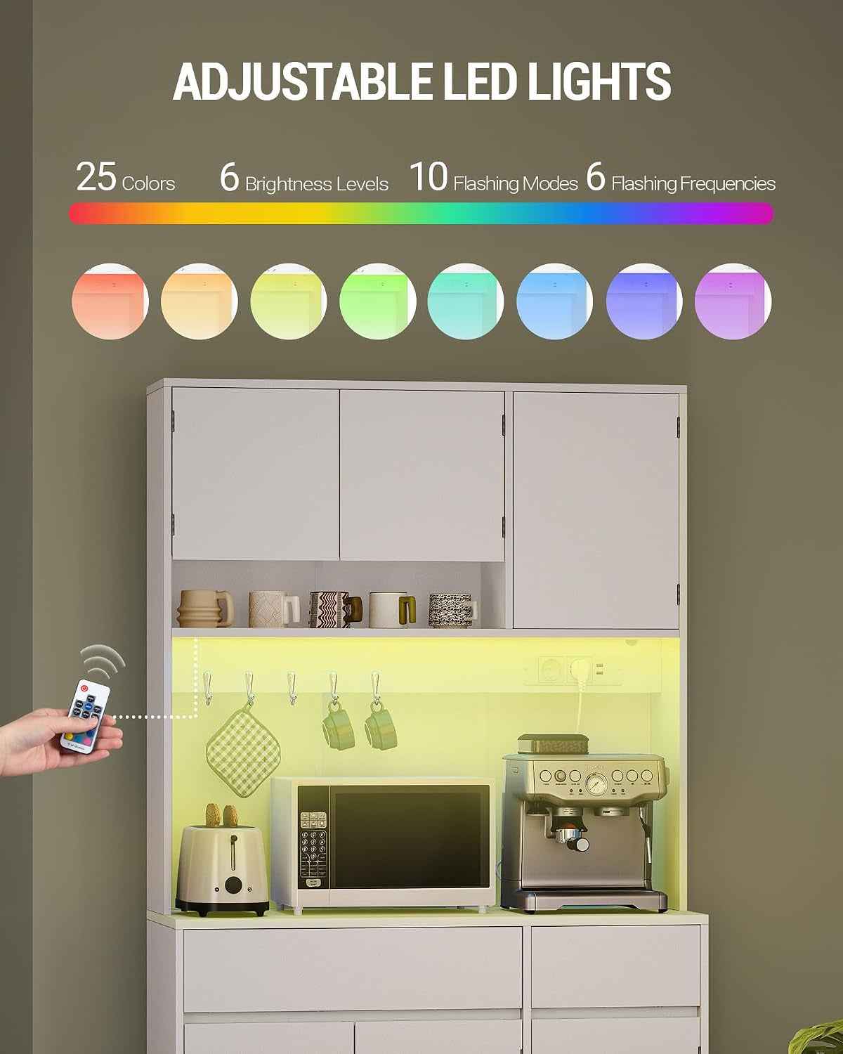 Meuble Cuisine, Buffet Avec Prises Électriques | Meuble De Rangement Cuisine Avec Plans De Travail Et 2 Tiroirs, Cuisine, Salon, 40 X 100 X 180 Cm , Blanc, PT00203XEU