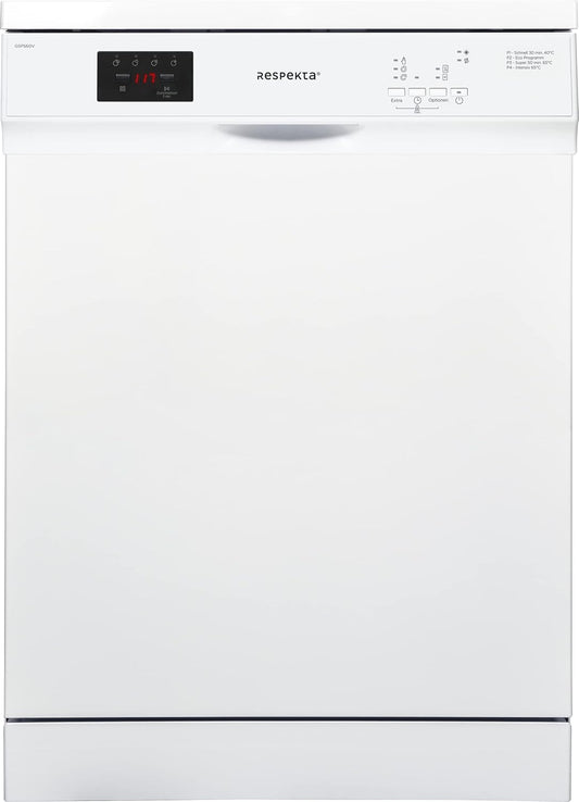 Respekta Lave-Vaisselle Autonome 60 Cm Blanc / Lave-Vaisselle Avec Panier À Couverts Flexible / 5 Programmes / Départ Différé / 12 Couverts / GSPS60V / Silencieux 52 Db