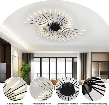 Plafonnier LED Feu D'Artifice 42-T¡§Ote Lampe De Plafond Moderne Suspension Lustre Int¡§|Rieur Pour Salon Salle ¡§¡È Manger Bureau ¡§|Clairage De Plafond(Noir)