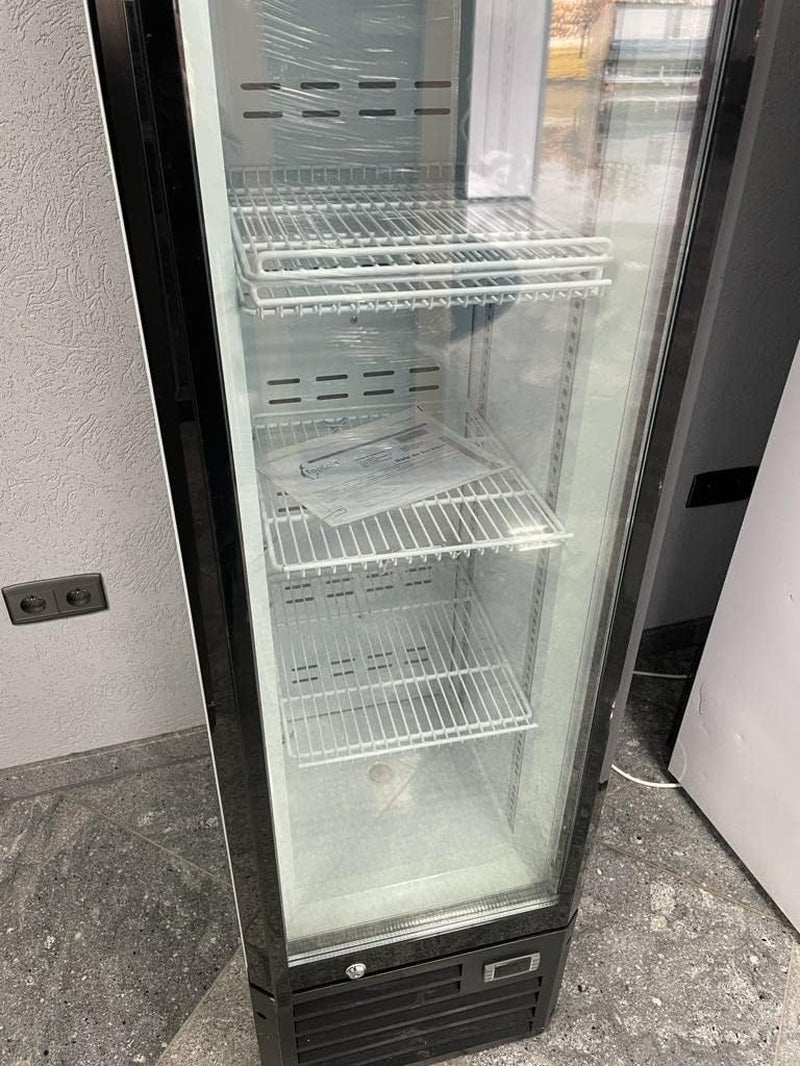 ICESHOP ARV 165 Frigo Vitrine À Boissons Armoire Réfrigérée,1 Porte Vitrée, Frigo Professionnel 160L - 360X400X1867Mm, Blanc