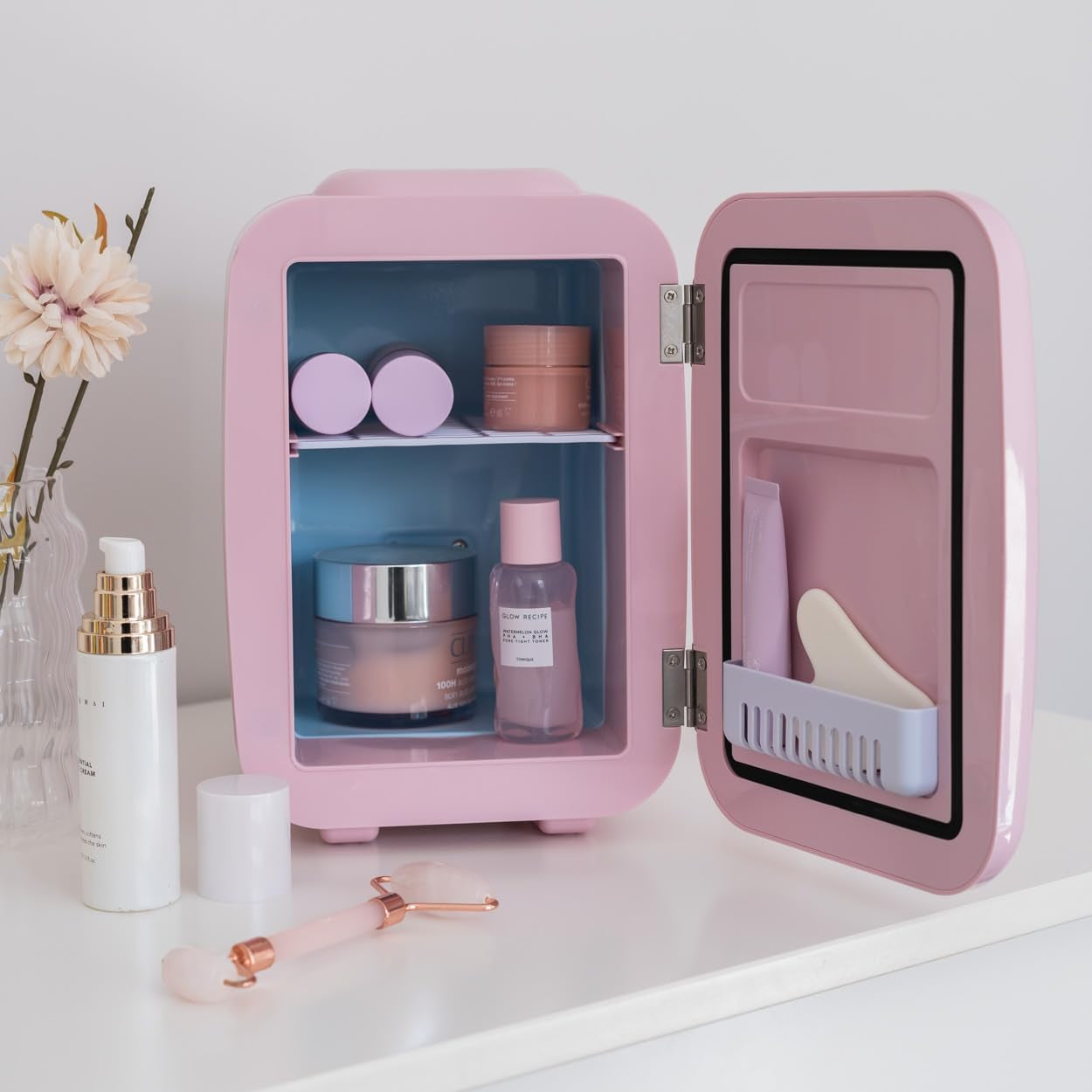 Mini Frigo 4L - Petit Frigo, Mini Frigo De Chambre 12V/220V, Mini Frigo Cosmetique, Fonction Chaud Et Froid, Mini Refrigerateur, Frigo Mini